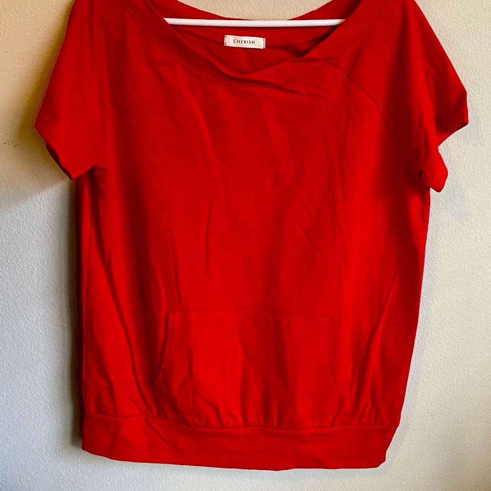 Red top with front pocket